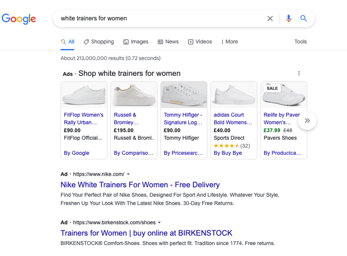20220427-google-search-white-trainers-for-biddable-media-article