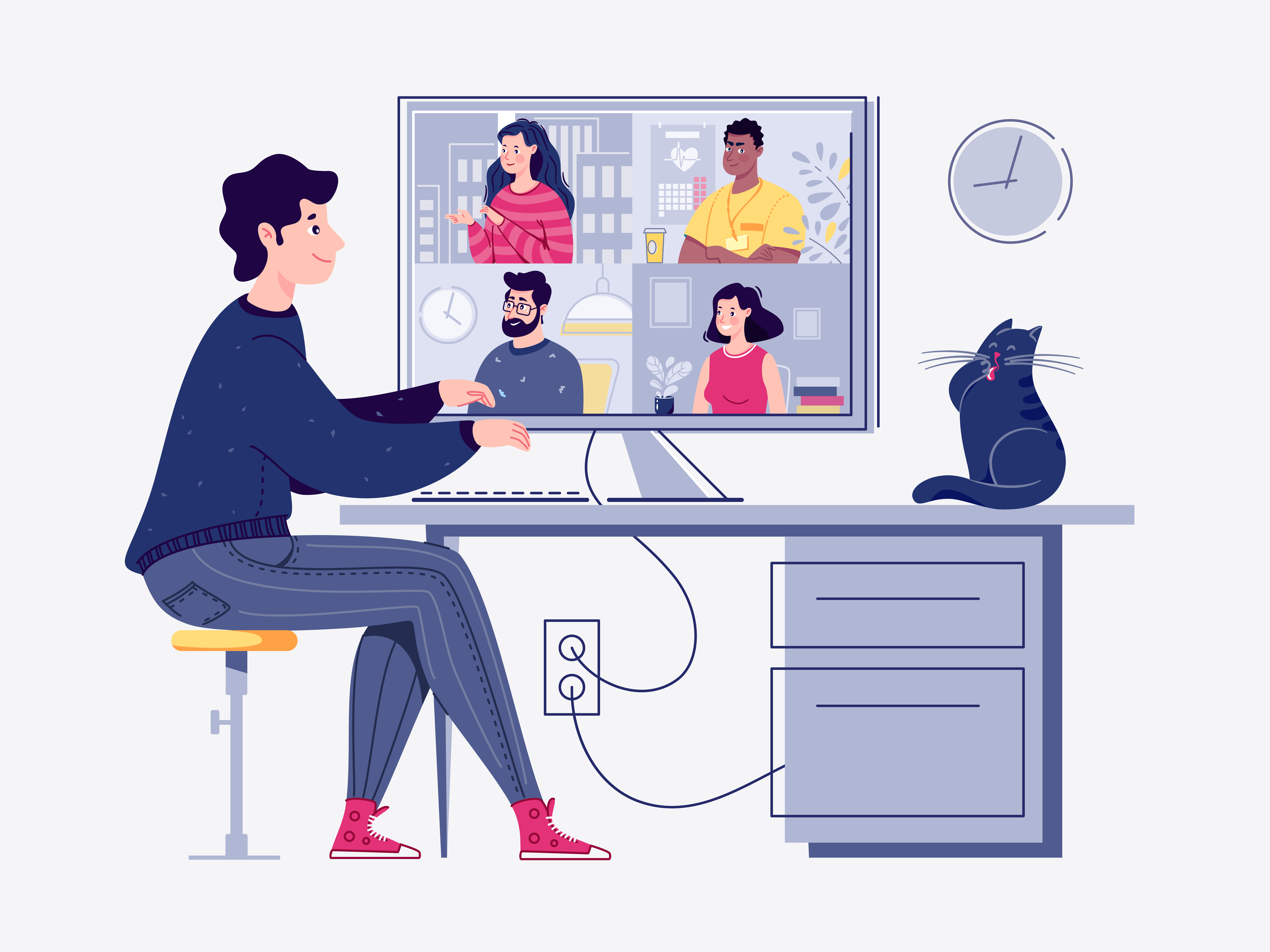 Attending a webinar.