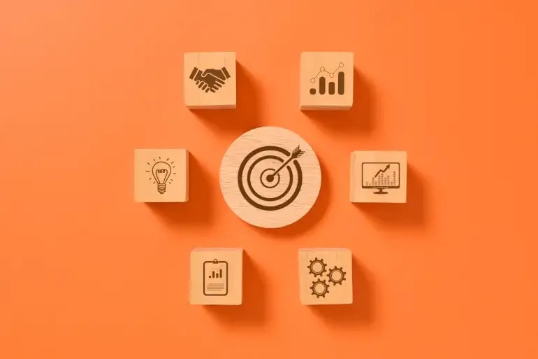 innovation-visual-revops-transformations-concept-wooden-block-of-target-board-with-business-icons