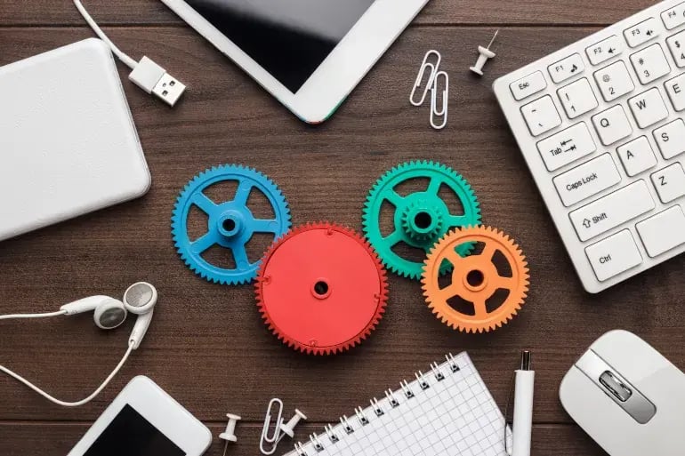 innovation-visual-revops-transformations-concept-workflow-and-teamwork-concepts-with-colorful-gears-cogs