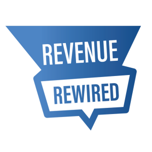 Revenue Rewired Logo in blue and white