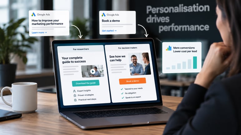 Woman reviewing performance guides for Google Ads