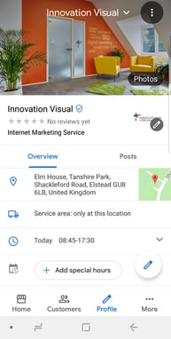 Innovation Visual Google my Business page 