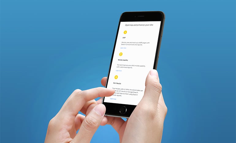 Optimise and enhance your site Google Search Console on mobile phone