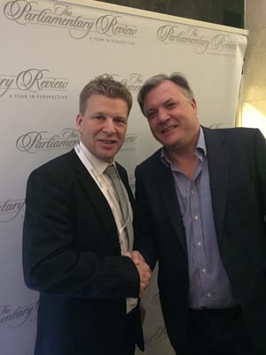 Tim Butler & Ed Balls shake hands