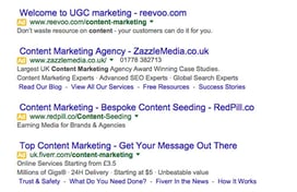 4 Google Text Adverts At Top Of Results Page