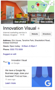 Innovation Visual Google My Business Card