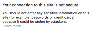 chrome not secure warning message