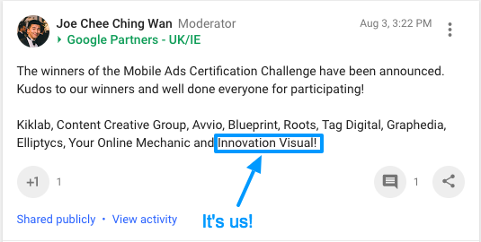 Innovation Visual wins Google Mobile Challenge