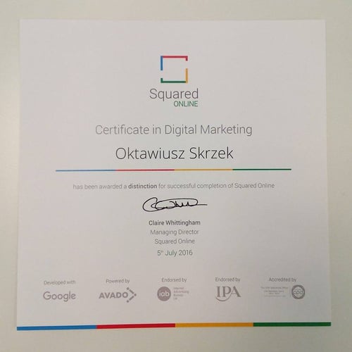 Oktawiusz Skrzek's Google Squared Online Certificate