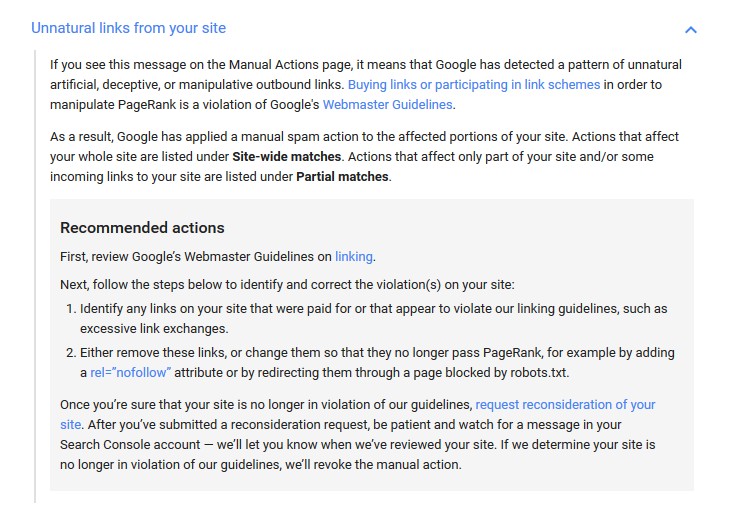 Google Webmaster Guidelines: Unnatural Linking