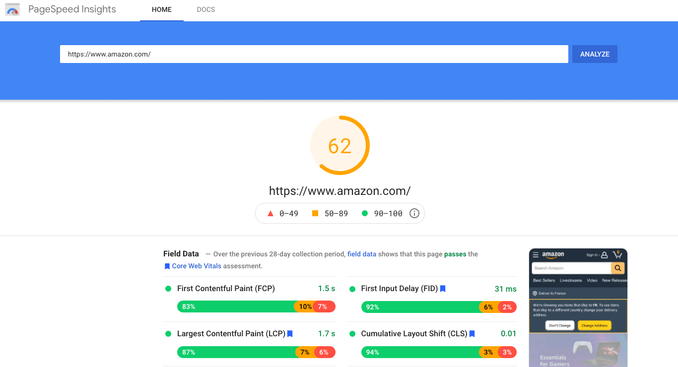 Innovation-Visual-Amazon-Example-Google-PageSpeed-Insights