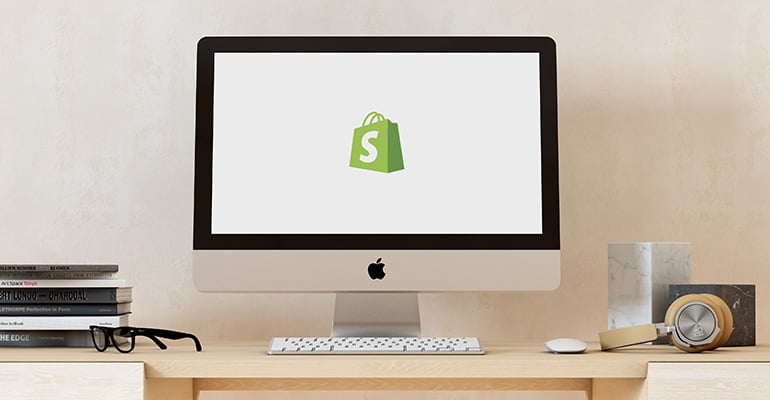 Shopify logo on computer screen