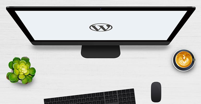 Wordpress logo on computer screen