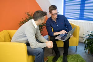 office workers using laptop