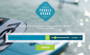 The Learn 2 Paddle Board Website Homescreen 