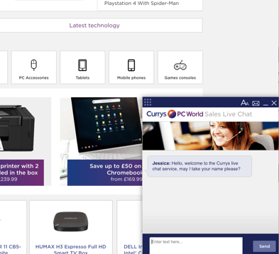 Chabot on CurrysPCWorld Website