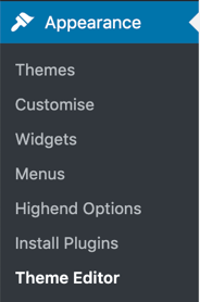section of wordpress site for theme editor