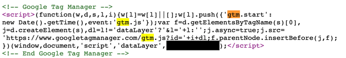 gtm in source code of site