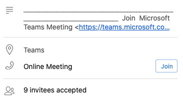screenshot of teams link in outlook