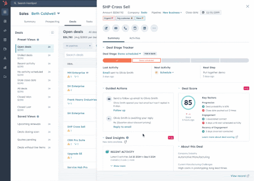 Gif of HubSpot Contact Activities and Summary