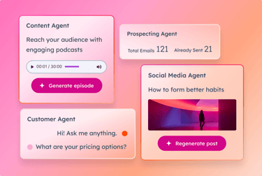 breeze agents, Content Agent, Prospecting Agent, Social Media Agent