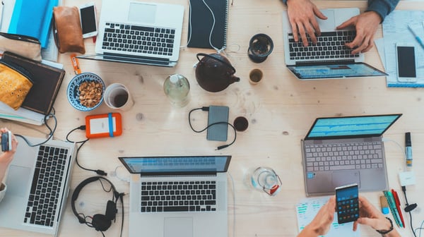 Laptops on a table