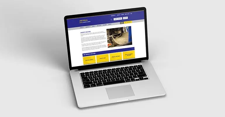 Innovation Visual built client Axtell Concrete website optimised for search engines on laptop