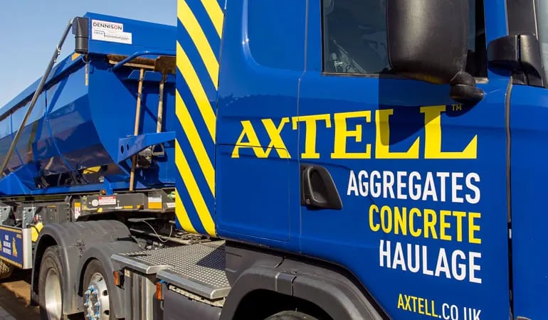 side door of Innovation Visual's client Axtell Concrete truck