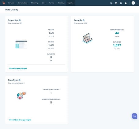 HubSpot update screenshot data quality