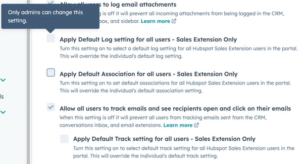 screenshot of Hubspot email log