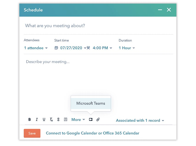 Hubspot-Microsoft-Teams-meeting-schedule-screenshot