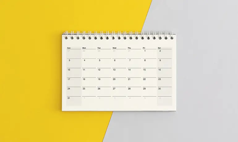 planning calendar on bright background