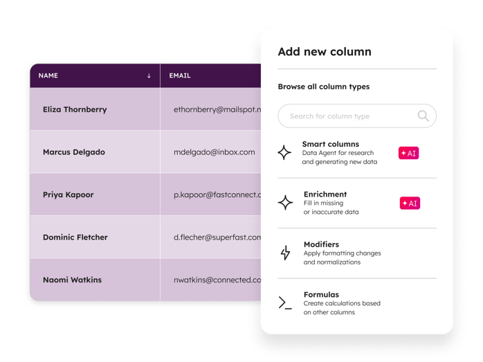 HubSpot Data Hub's smart columns for enriching and generating new data