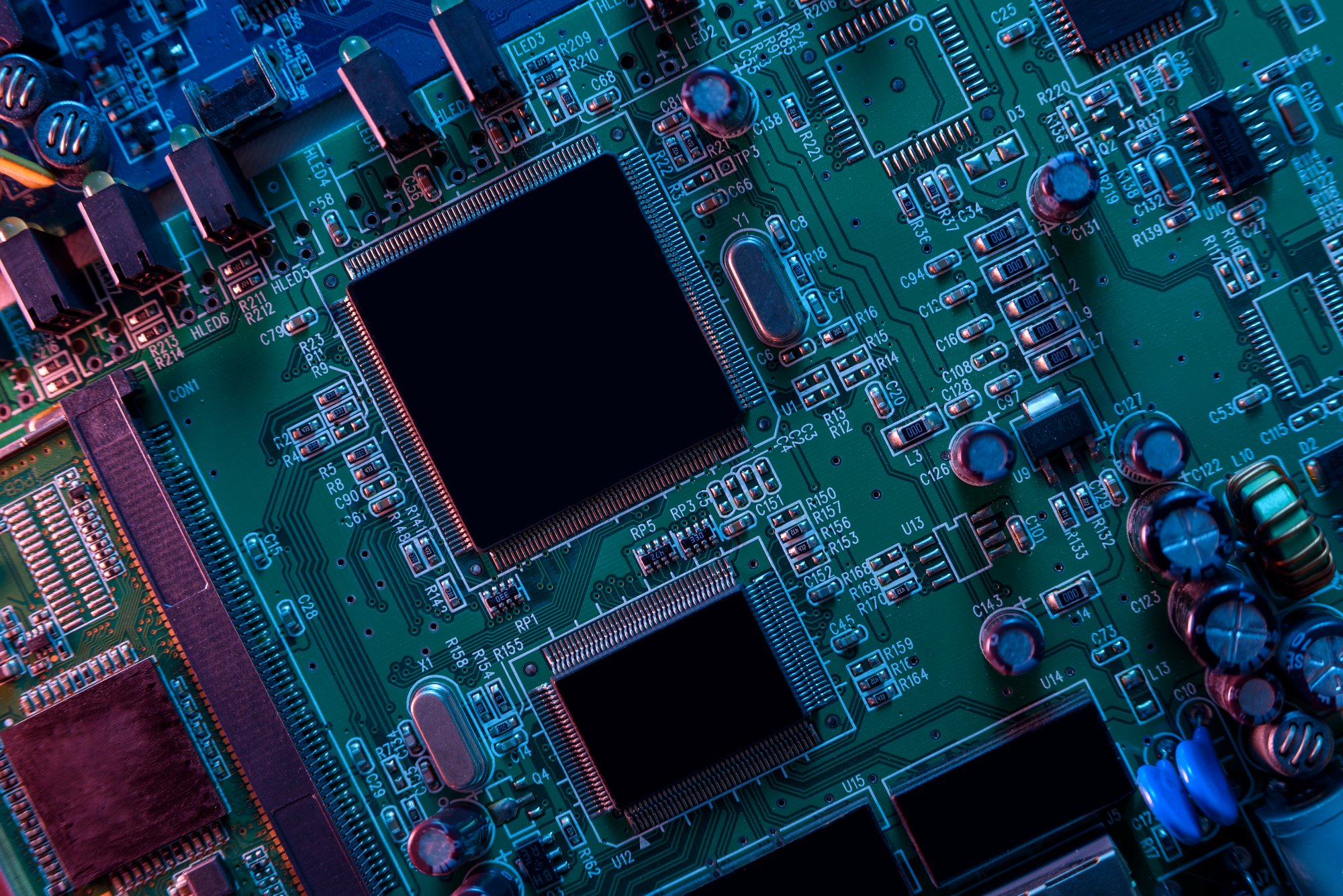 Internal workings of a circuit board like AI agents at work