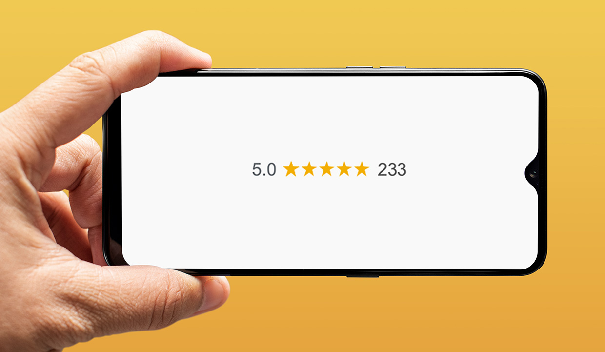 5 Star Google Product Review on mobile phone