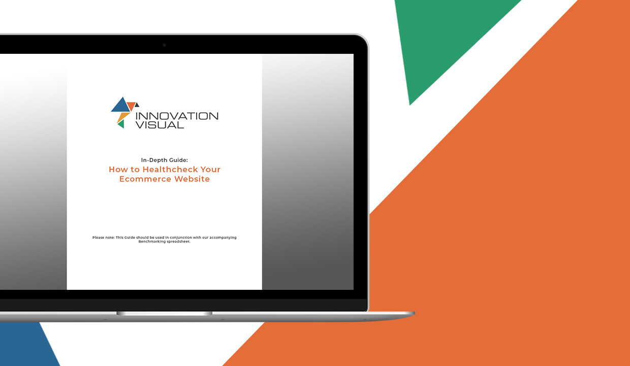 Innovation Visual How to Health Check Your Ecommerce Website Guide on laptop screen