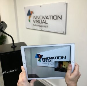 Augmented reality on Innovation Visual logo