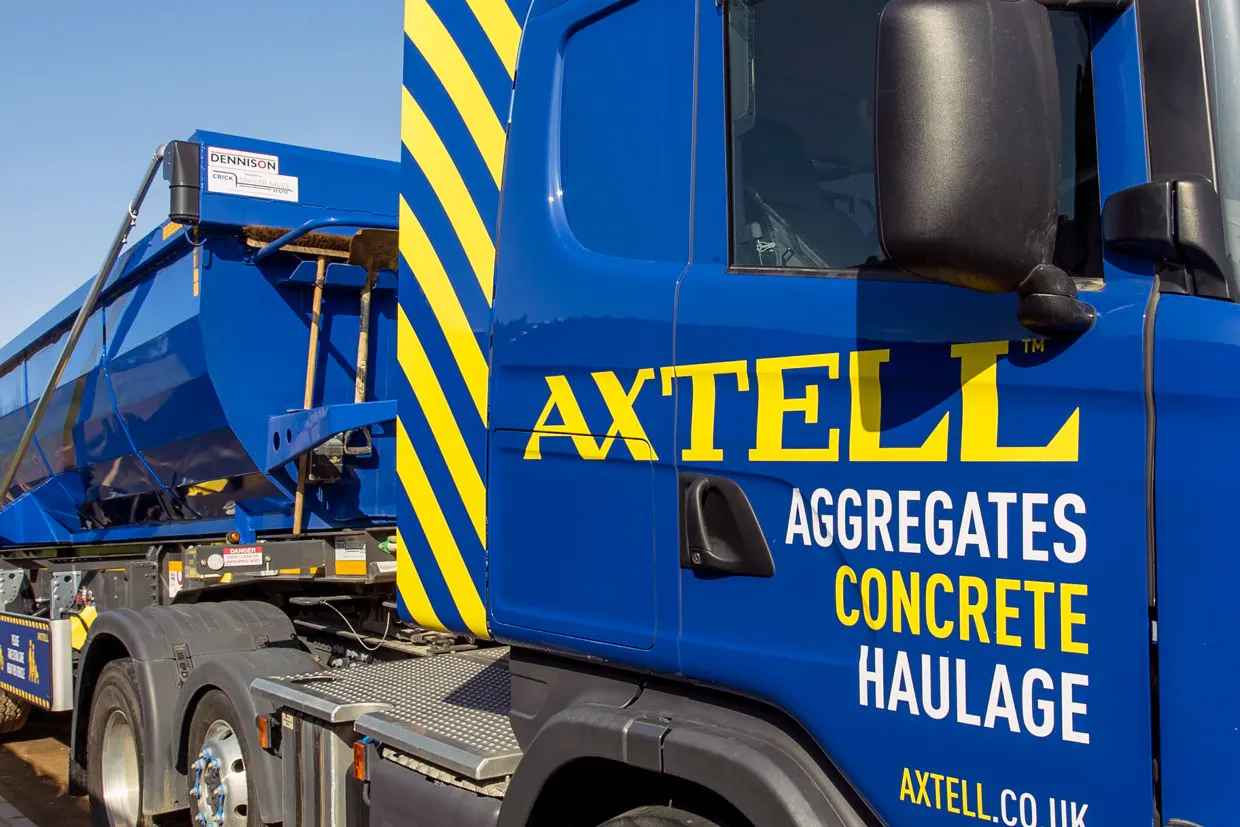 side door of Innovation Visual's client Axtell Concrete truck