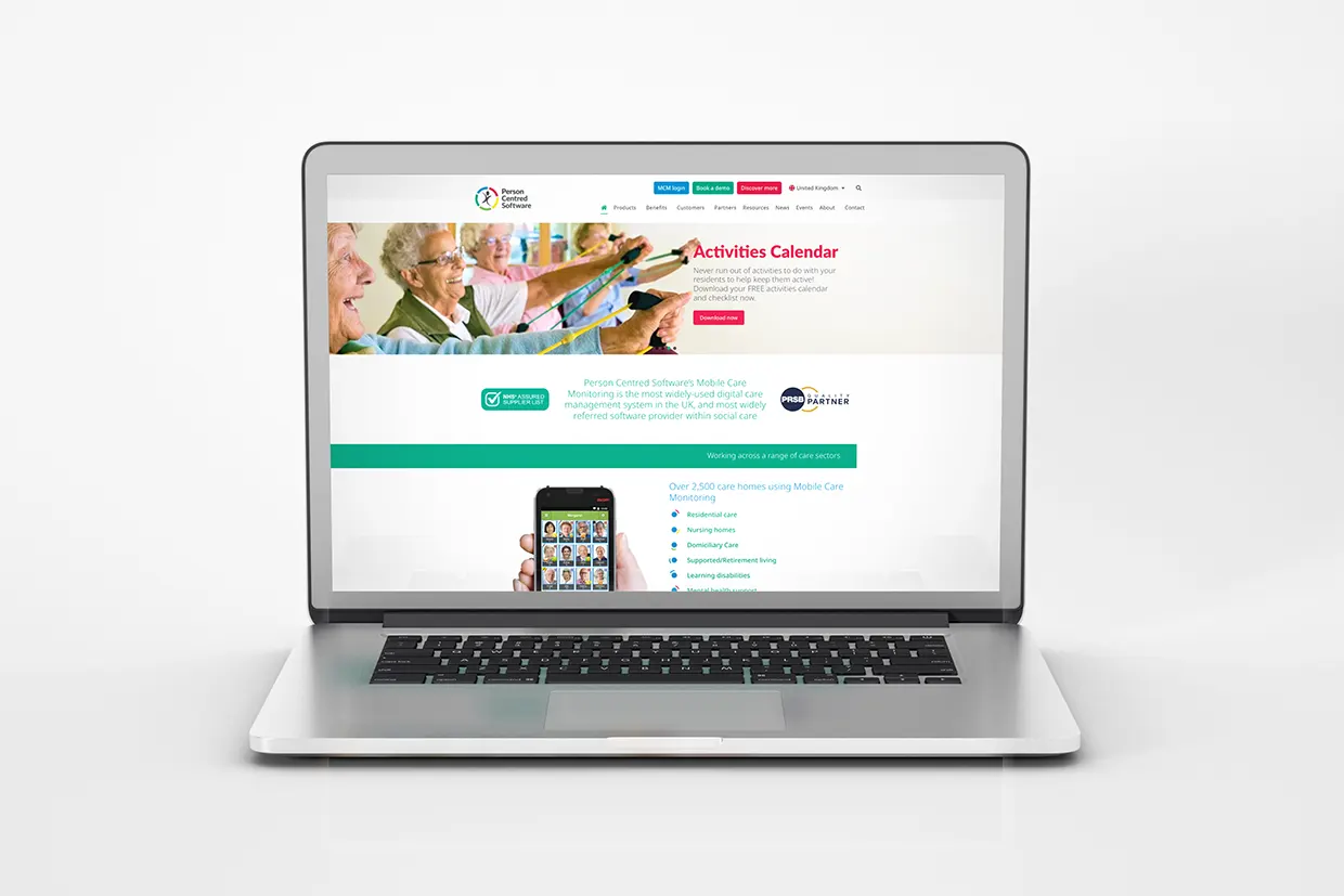 Innovation Visual's new client Person Centred Software website on laptop