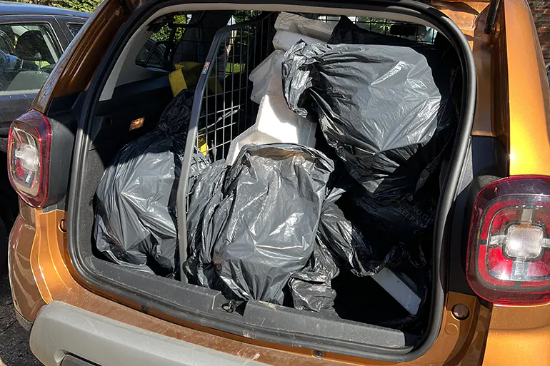 car boot full off rubbish bags after Innovation Visual Litter Picking Event