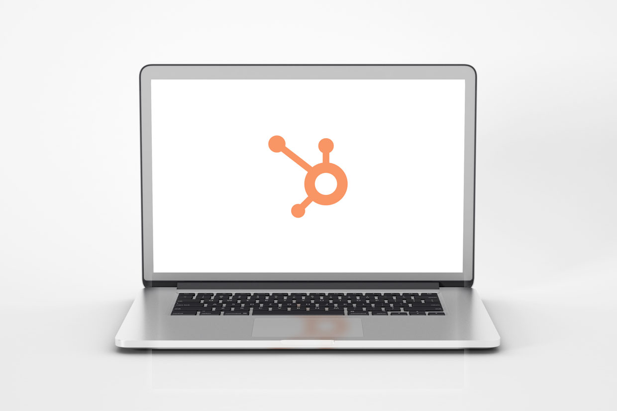 HubSpot logo on laptop screen